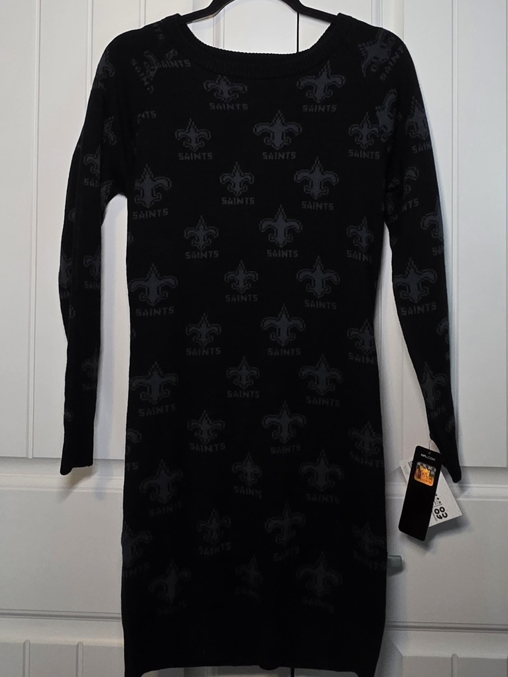 🏈 NWT New Orleans Saints NFL Black Knit Sweater Dress M Game Day